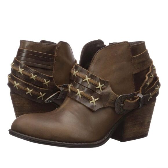 Very Volatile Azusa Strap Genuine Leather Bootie In Brown Size 6.5 - Picture 7 of 8